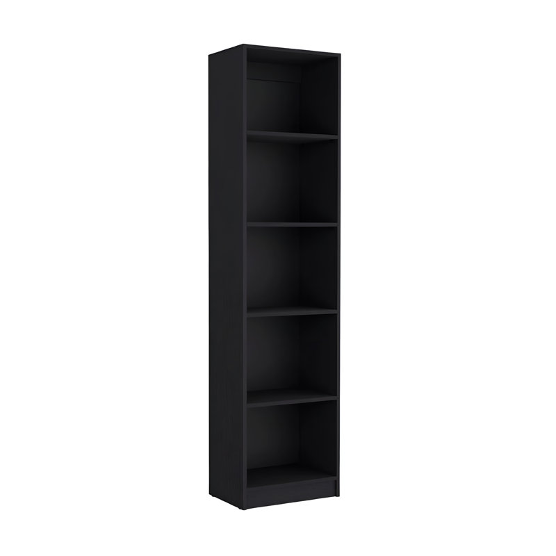 Set of Two Black Wood Multi Tier Bookcases