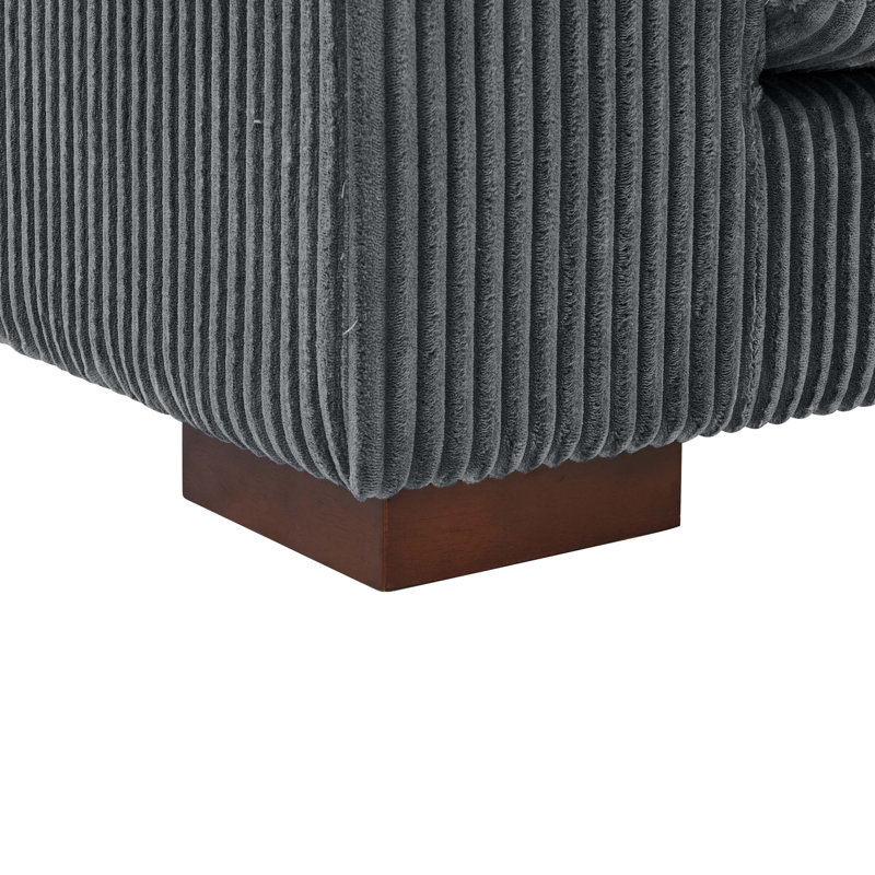 Grand canapé modulaire double rembourré en velours côtelé à large assise avec coussins décoratifs et soutien lombaire réglable pour un confort ultime