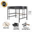 Lit mezzanine en métal avec bureau et tablettes / Structure de lit en métal robuste / Lattes en bois sans bruit / Barrière de sécurité en textilène comtible / Tablettes de bureau intégrées et panneau de grille / Échelles latérales