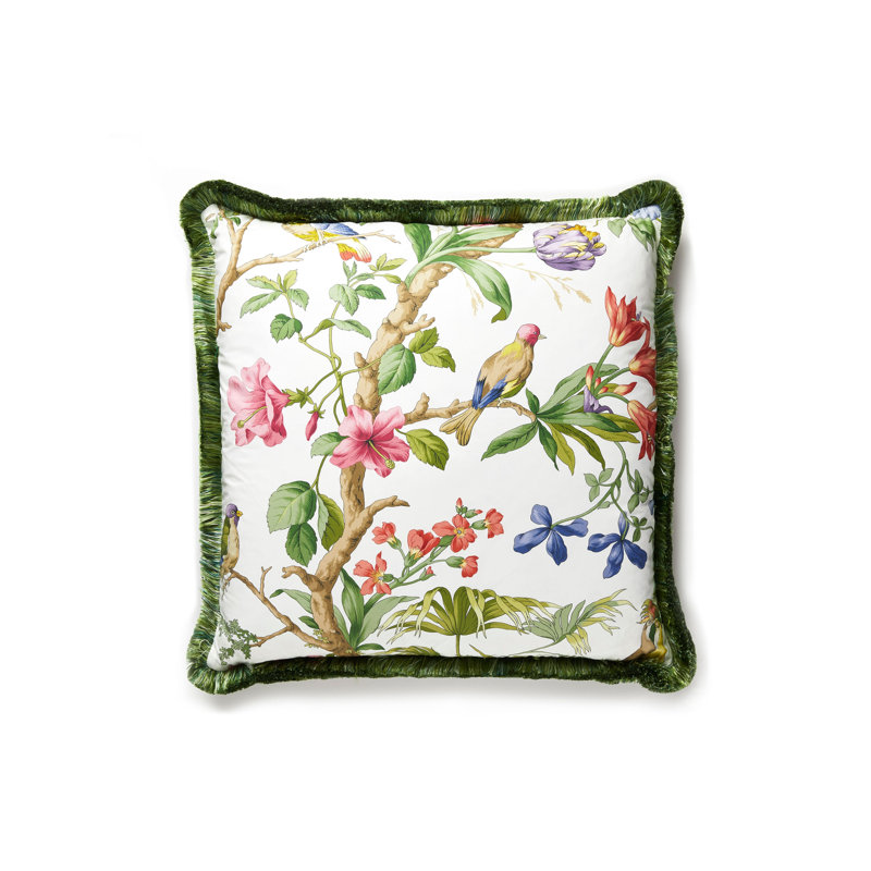 Porcelain Floral Square Pillow Cover & Insert, Ivory