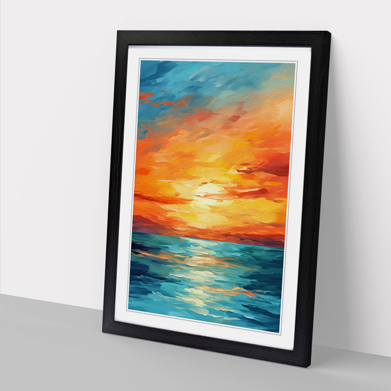 Sunset Abstract - Framed Print, 46" H x 34" W x 2" D, Black