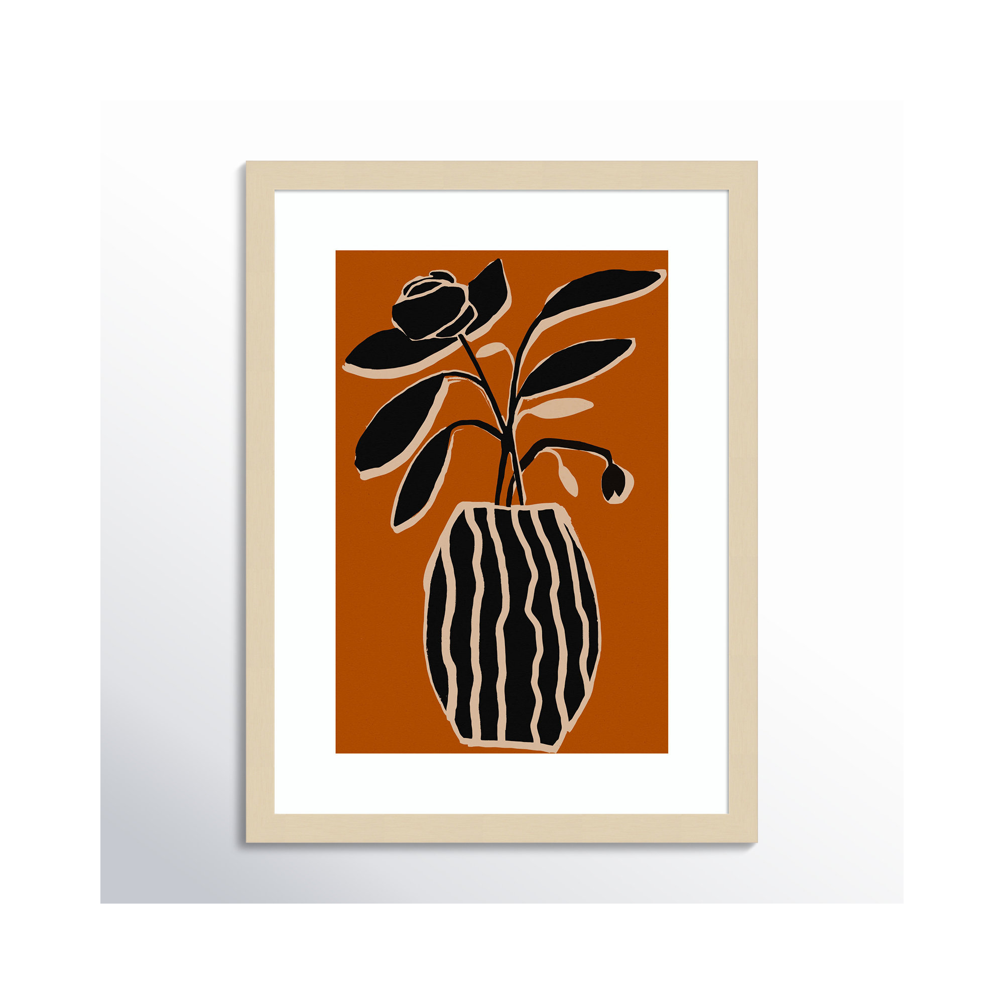 Ochre Still Life No 5 by Treechild, 21" H x 16" W x 1" D, Brown Framed