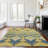Premium Machine Washable Alliah AMF108 Yellow Rug-220049975