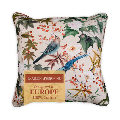 Maison d'Hermine Hokuzai - Beige 100% Cotton Decorative Pillow cover - 20" x 20" - Pack of 1