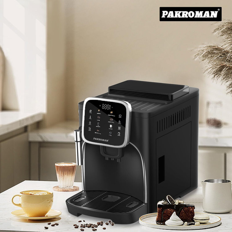 Fully Automatic Espresso Machine Milk Frother+19 Bar Italian Ulka Touch Display+Burr Grinder, Black