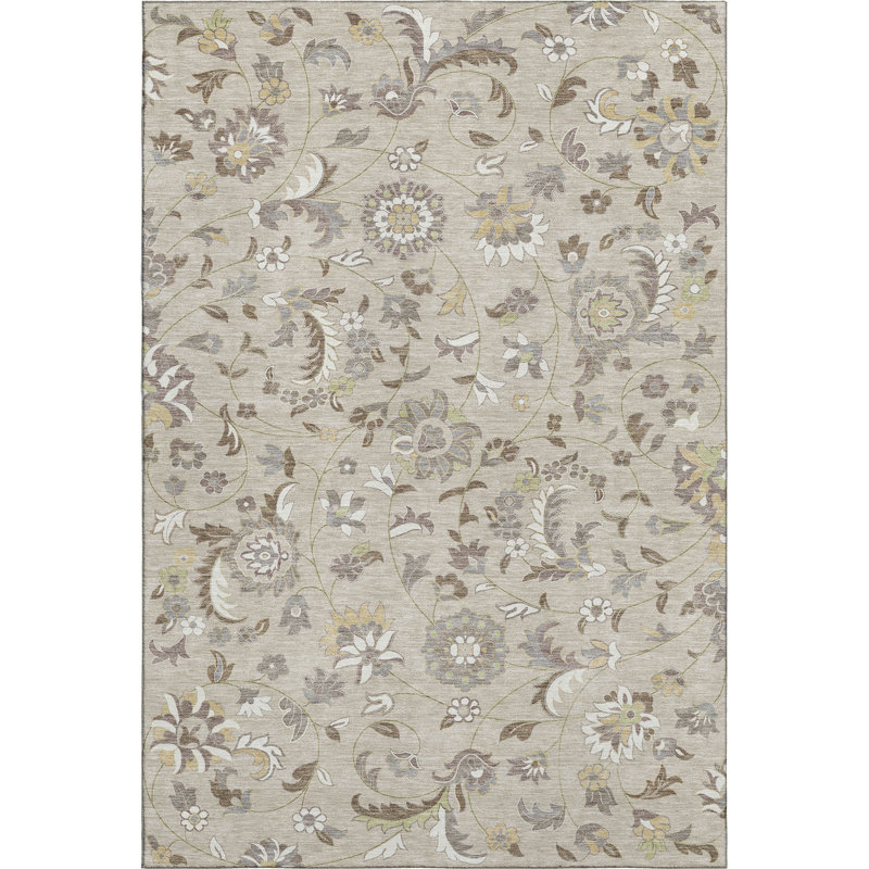 Premium Machine Washable Goulven AMF1006 Floral Rug, Rectangle 2'6" x 3'10"