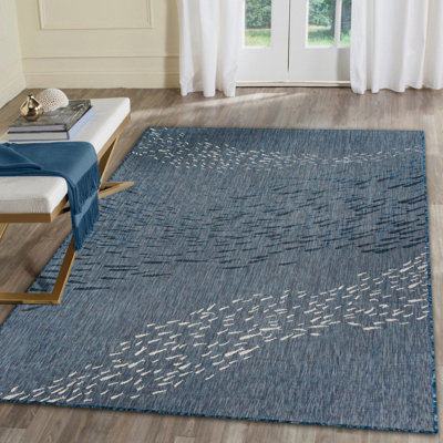 Tapis intérieur / extérieur bleu marine / blanc / gris Baffin