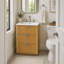 24 inch Modern Luxury Bathroom Vanity with Ceramic Sink, 3 Drawers, Vertical Grooved Texture Washbasin Unit