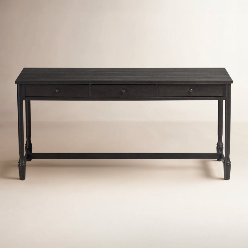 Bari Desk-Weathered Oak, Cracked Smoked Black Veneer