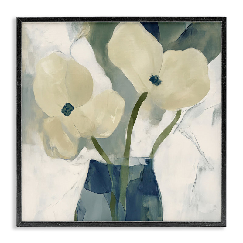 Giclée encadrée de pétales jaunes simples, design par Elara Yasna, Giclée encadrée noir minuit, H 12 po x l 12 po