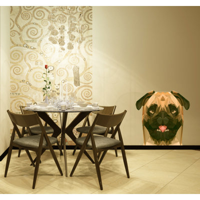 Décalcomanie murale chien carlin polygonale