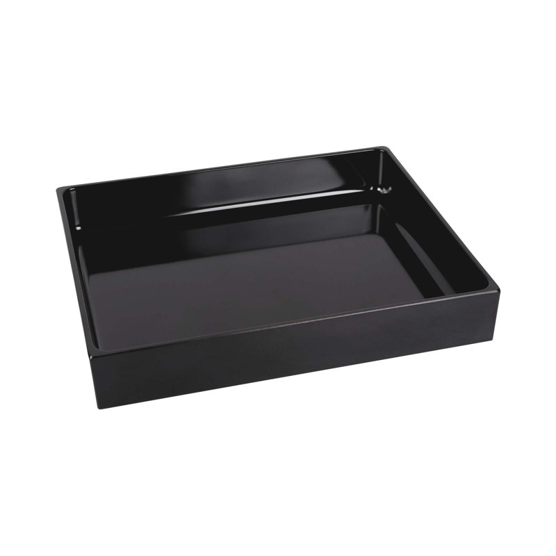 Elite Global Solutions European Melamine Tray, 2" H x 12" W x 10" D, Black