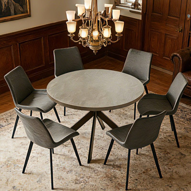 Ensemble de table de salle à manger Eilee, Gris, Gris, 7 pièces : table, 6 chaises