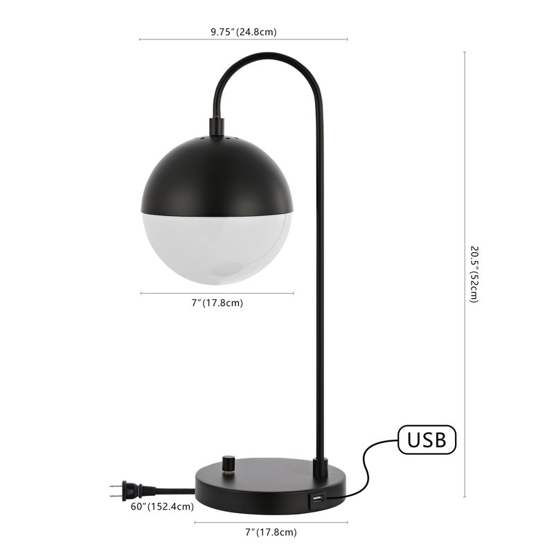 Lampe de table USB en métal Camerino, Noir