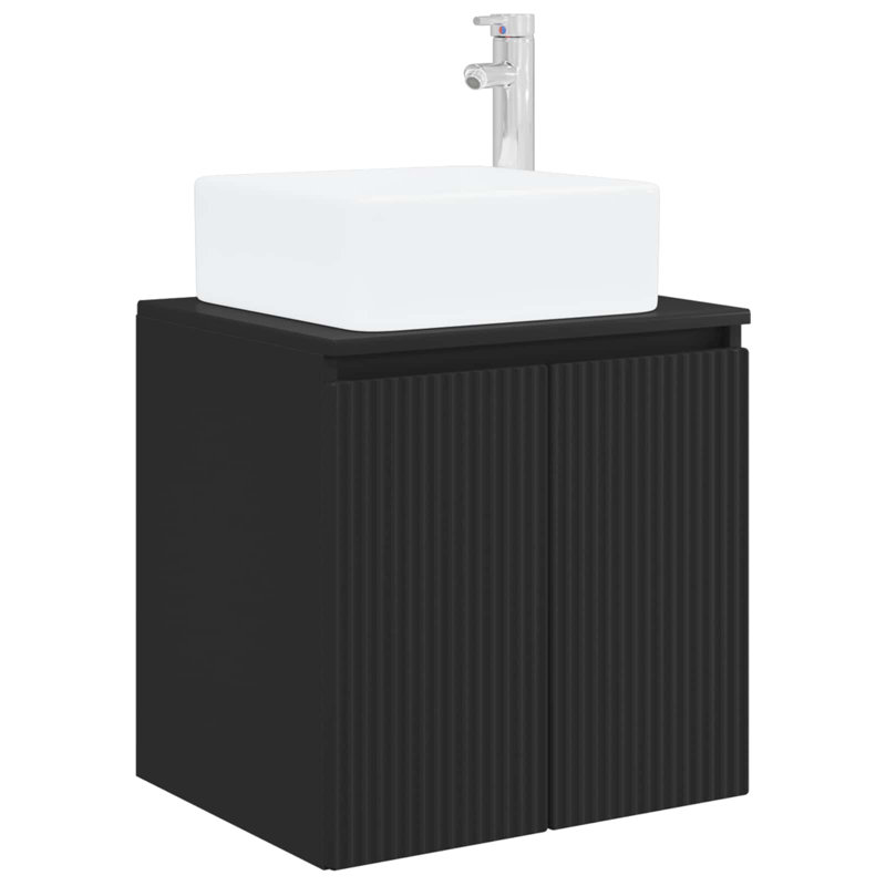 Single Bathroom Vanity with Ceramic Basin, Black