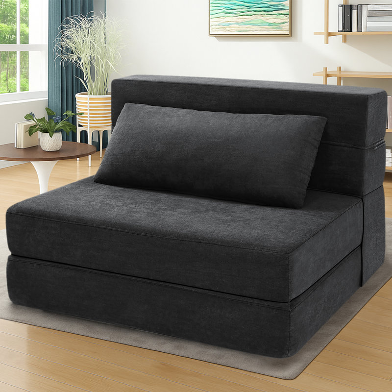 39'' Upholstered Convertible Sleeper Sofa, Dark Gray, 24" H x 39" W x 31" D