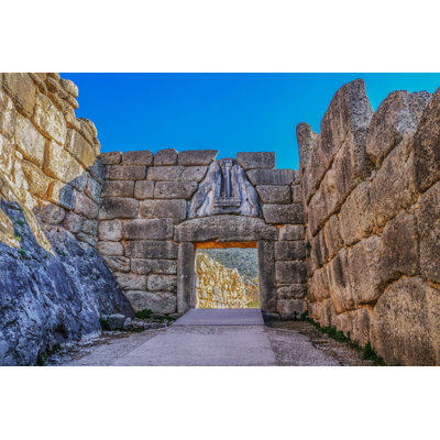 Delme, lumière grecque brillante du mur de roche antique de Mycènes sur toile par Susan Vineyard, photographie