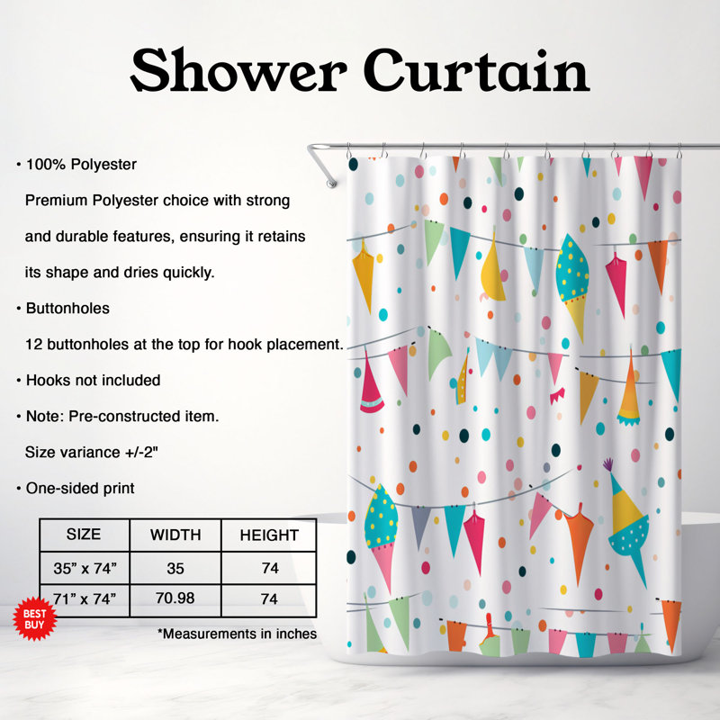 Rideau de douche Celebration Joyfulness - Premium, H 74 po x l 71 po