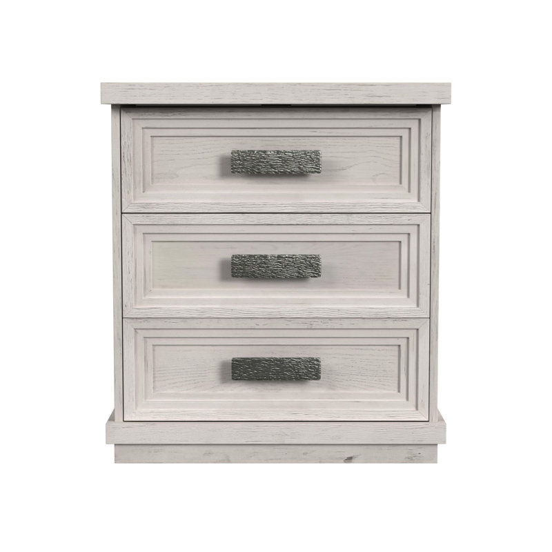 Table de chevet 3 tiroirs avec USB Wealdstone en blanc antique