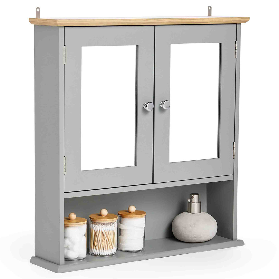 560mm W 580mm H Wall Mounted Required Framed Medicine Cabinet With Mirror And Adjustable Shelf