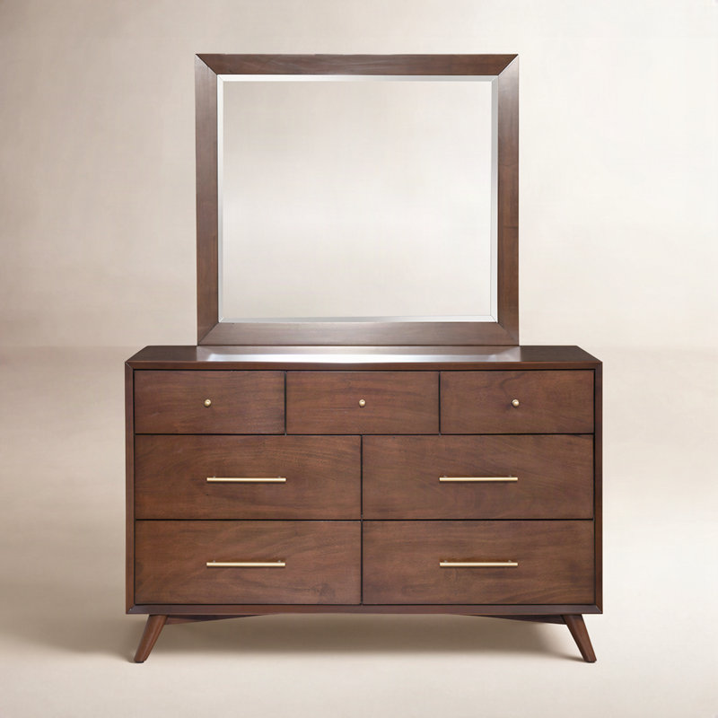 Commode 7 tiroirs avec miroir Williams, Noyer