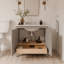 Meuble-lavabo simple 36 po Scalloped - gris clair - sans comptoir - boutons en nickel brossé-123430956-123430957