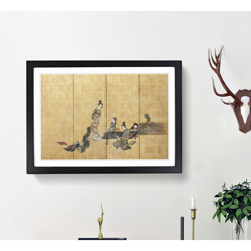 Parody of the Four Accomplishments by Shibata Zeshin - Picture Frame Painting Print, 27cm H x 36cm W x 2cm D, Black Framed