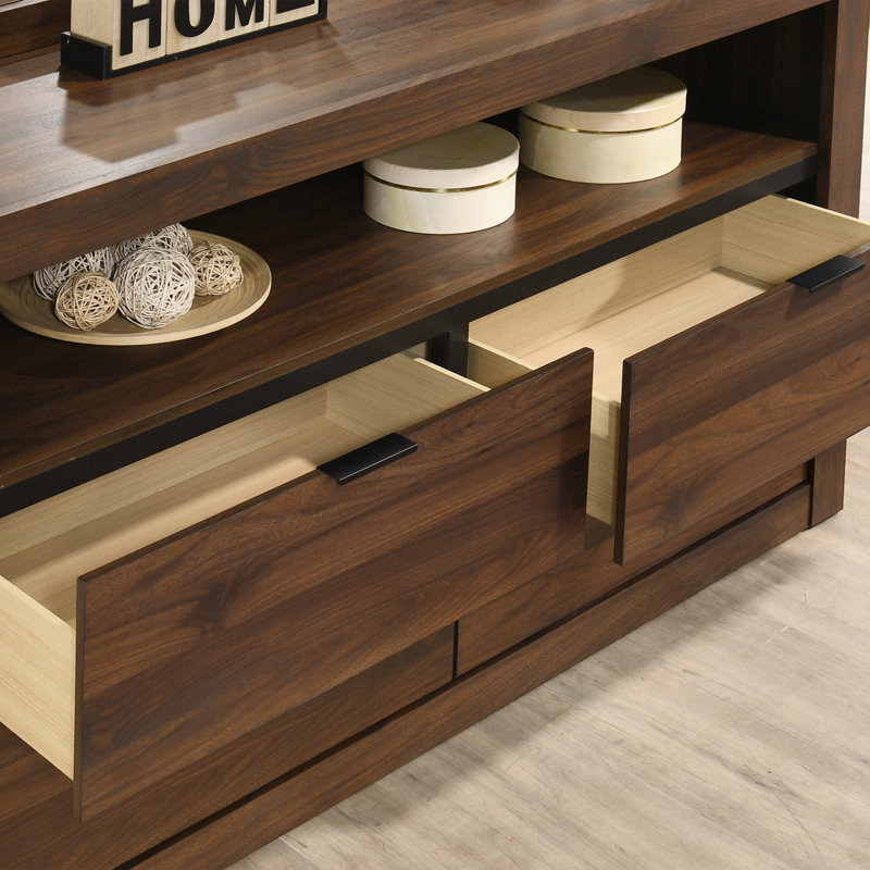 Commode 4 tiroirs avec tablette Hildebran, Brun