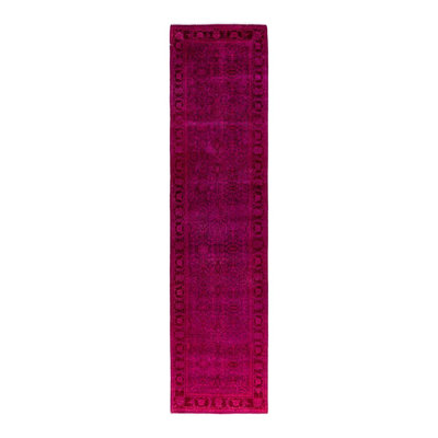 Tapis de couloir unique noué à la main Fine Vibrance - rose, 2 pi 7 po x 10 pi 9 po