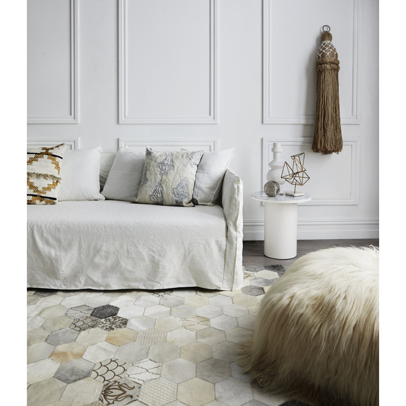 Atomo Cowhide Geometric Area Rug, Rectangle 2' x 3'