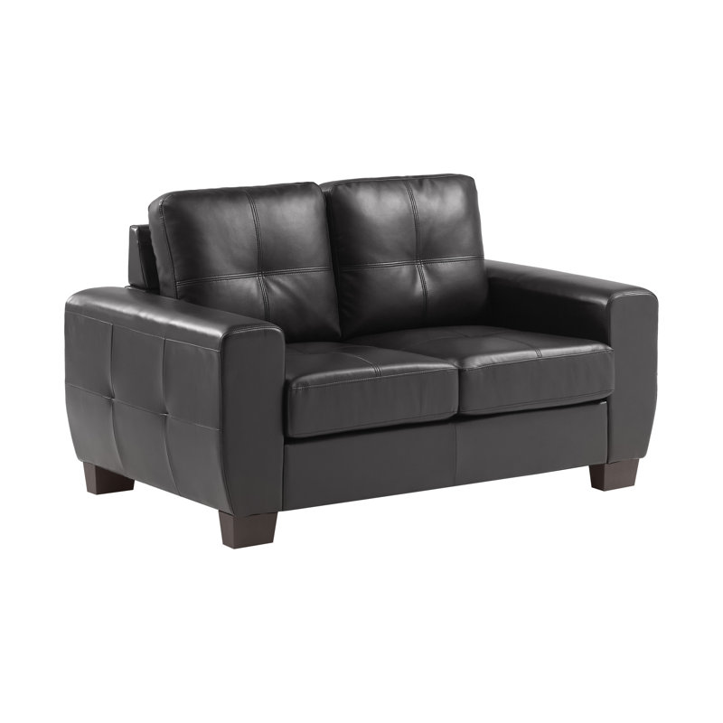 Gasper Faux Leather Loveseat, Black