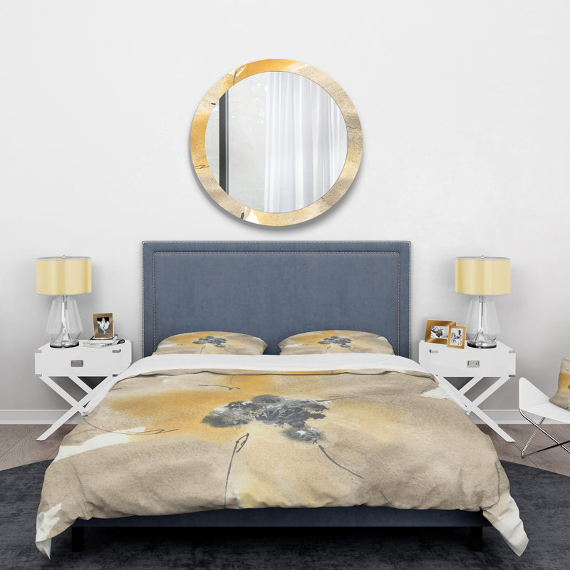 Glam Flower Tones I - Traditional Duvet Cover Set - Microfiber Polyester, King Duvet Cover + 2 Shams