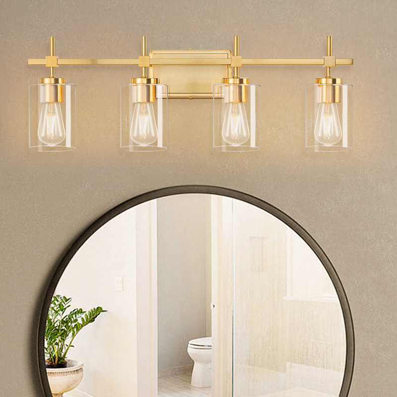 Applique murale moderne en verre transparent Aviara, Doré, 4, Clear Glass