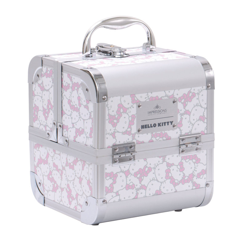 Hello Kitty SlayCube Makeup Travel Case with Durable Outer, Makeup Organizer Case in Portable Size, Silver White