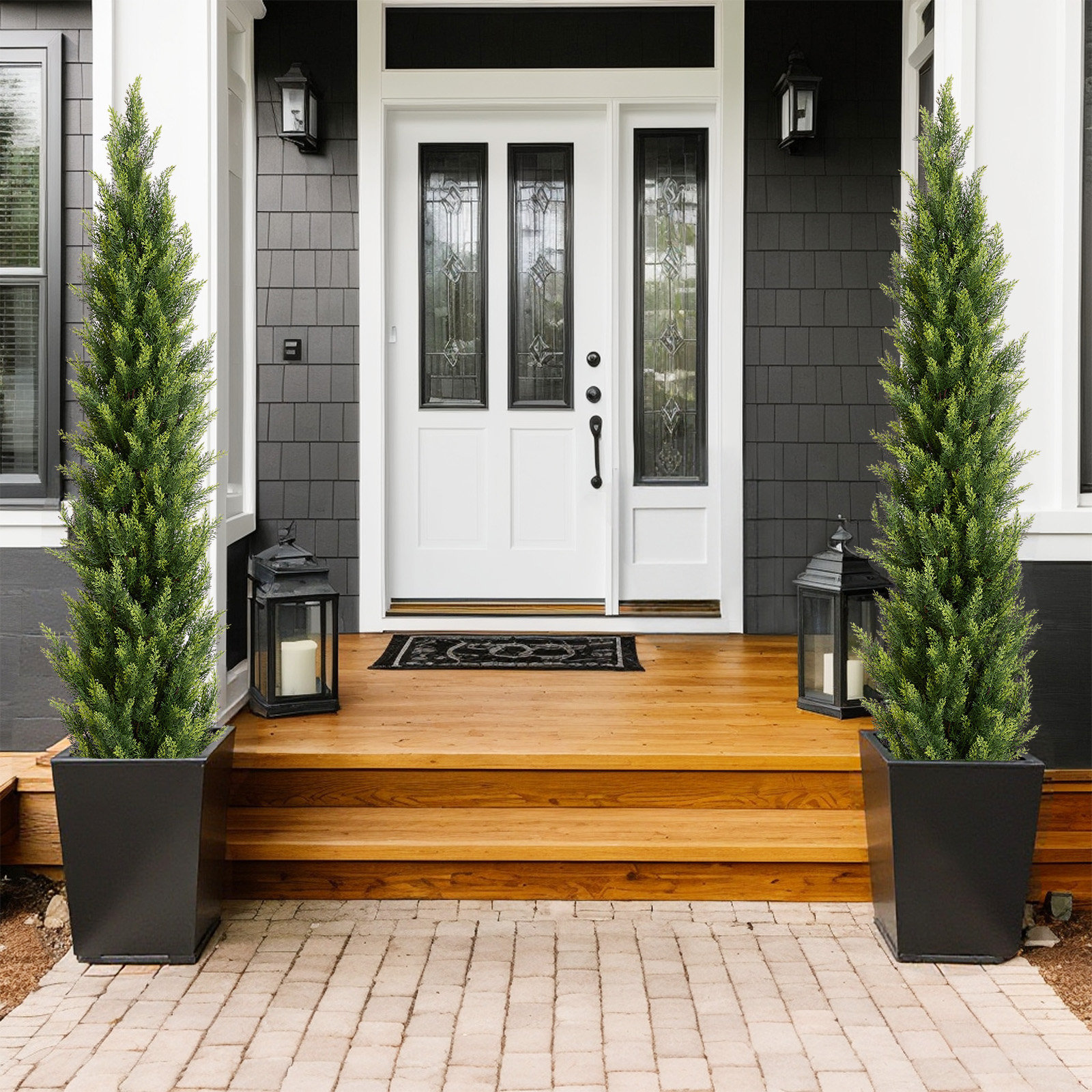 72" Cedar Topiary in Pot, 72" H x 12.6" W x 12.6" D