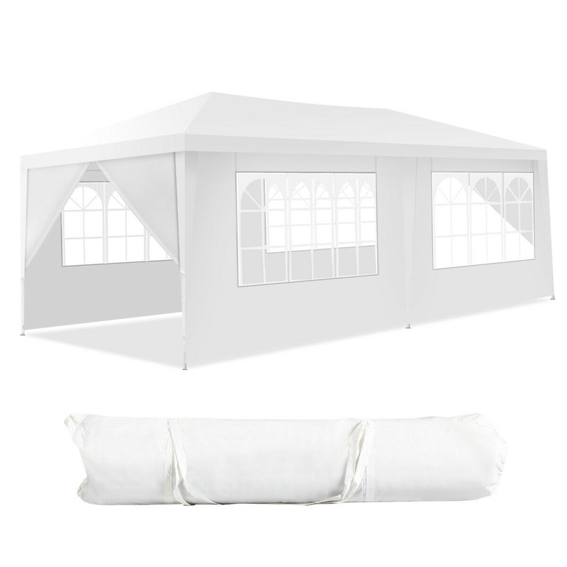 10 x 20 Feet White Canopy Tent with 6 Sidewalls and Carry Bag