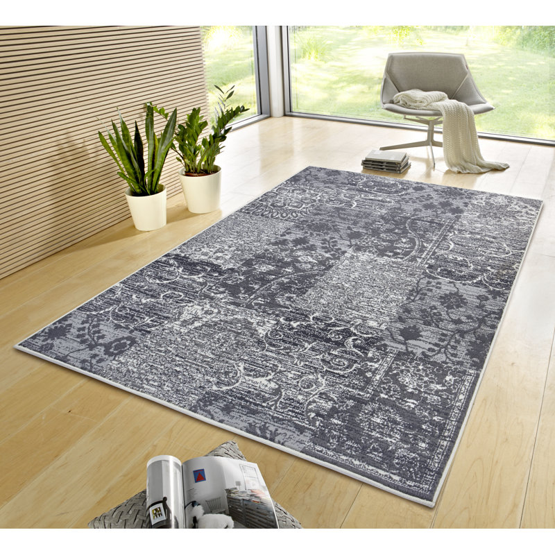 Grey/Cream Area Rug, Rectangular 80 x 150cm