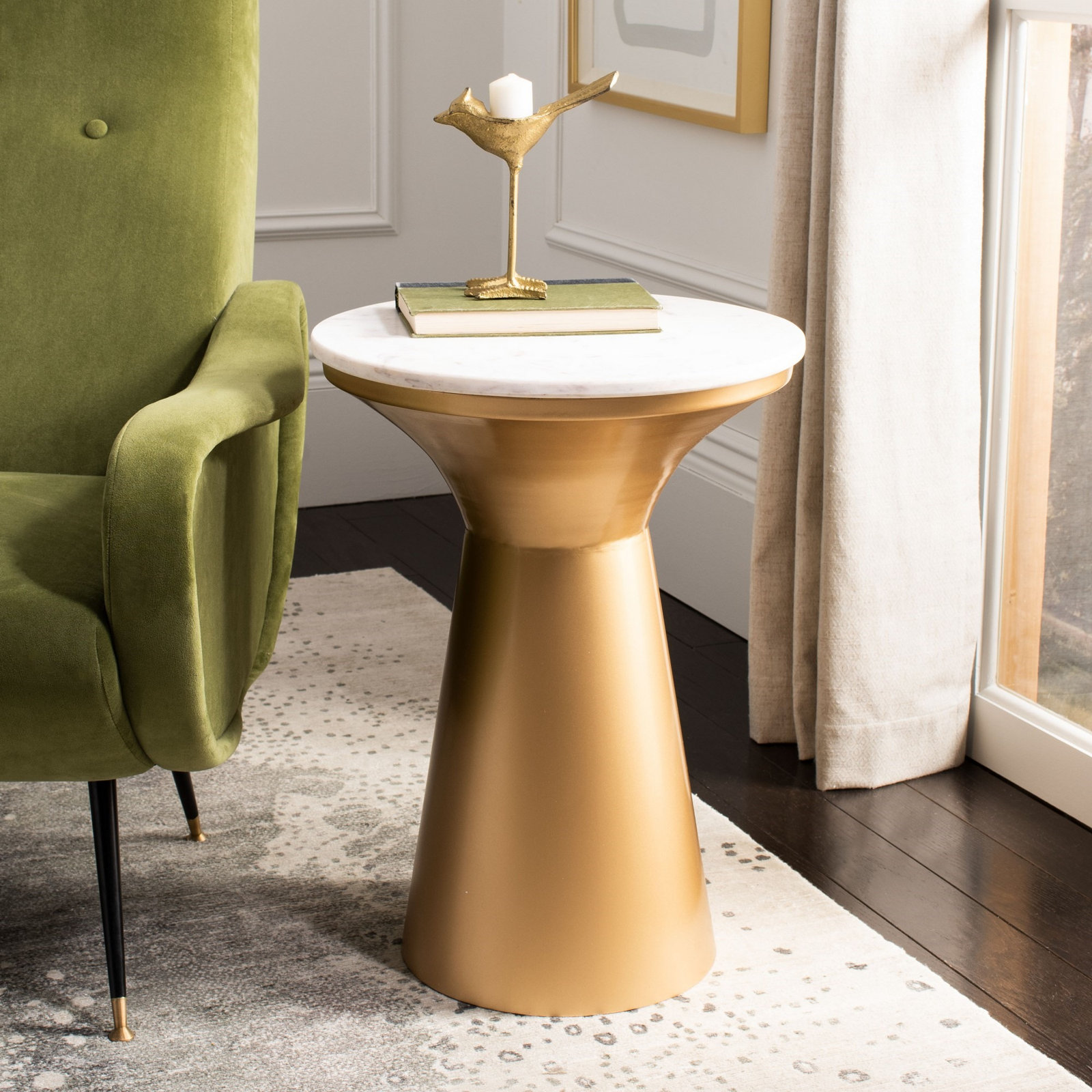 Quinley End Table, Brass