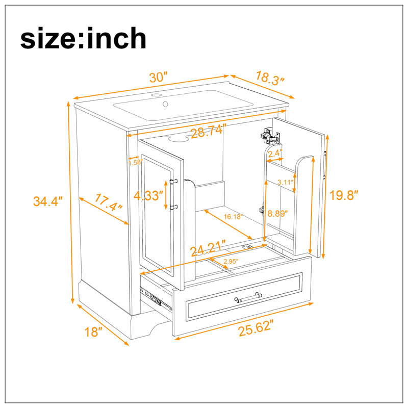 Meuble-lavabo pour salle de bain, Vert