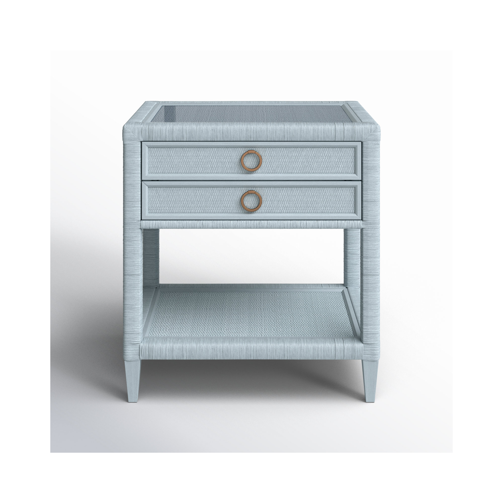 Warwick 2 - Drawer Nightstand, Satin Brass, Sea Glass