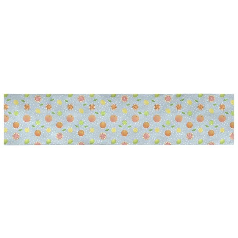 Chemin de table géométrique avicia, 91,5 po x 17,5 po, Bleu sarcelle, Coton