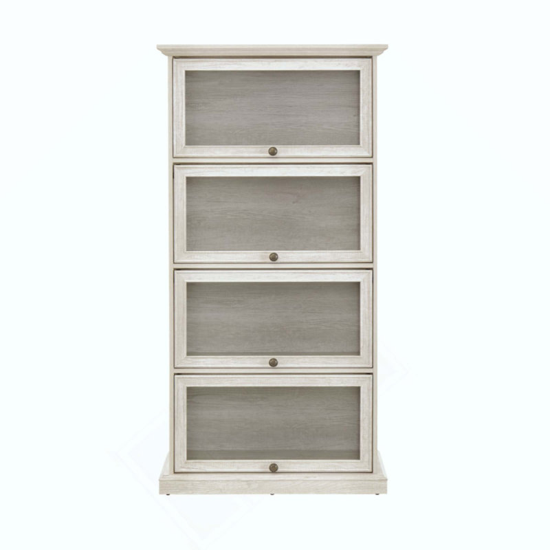 Glass Display Cabinet 4 Tier Glass Display Cabinet Storage Curio Cabinet With Flip Up Glass Doors, Collectors Showcase Toy Figure Organizers Rack, Bookcase For Living Room