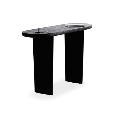 62.99" Black Oval Solid Wood Console Table