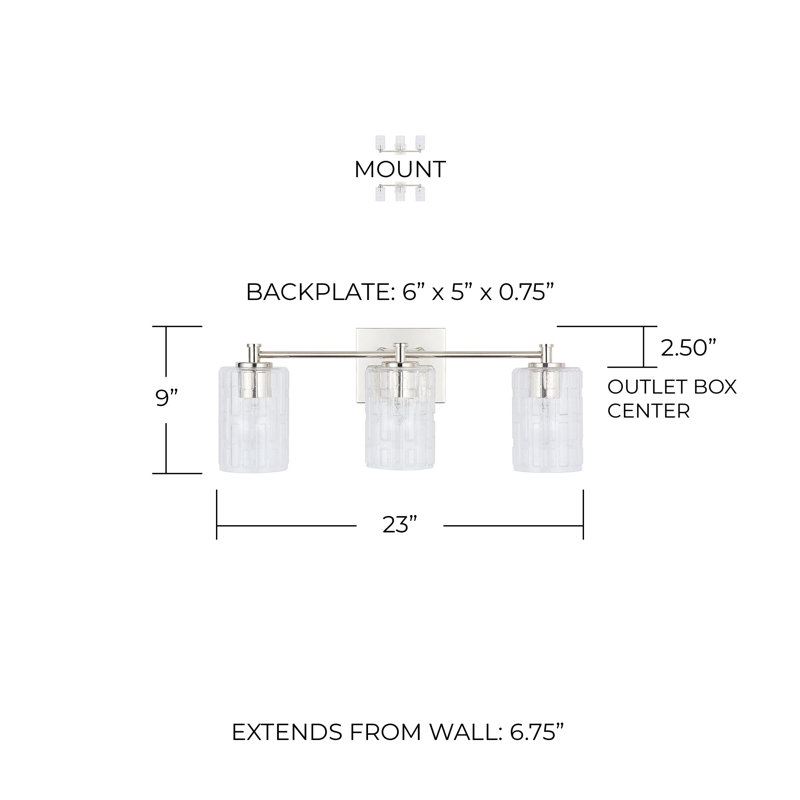 Éclairage pour meuble-lavabo à intensité variable Yerington, Nickel poli, 3