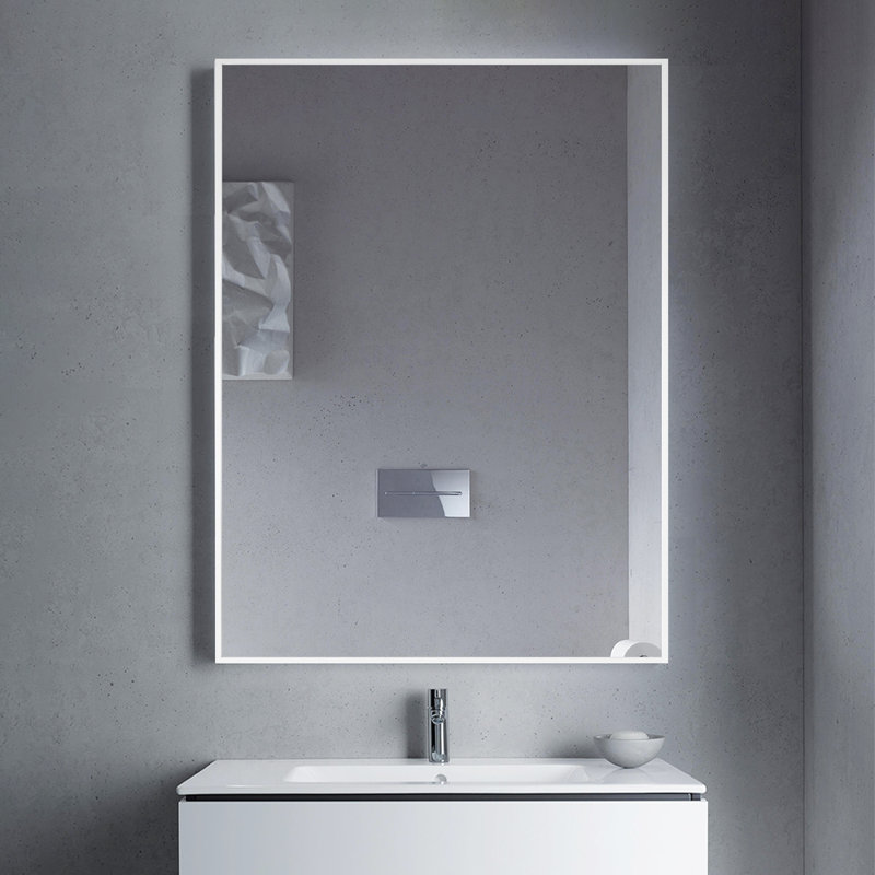 Miroir de salle de bain Chandrram, 39,5 po x 29,5 po, Blanc