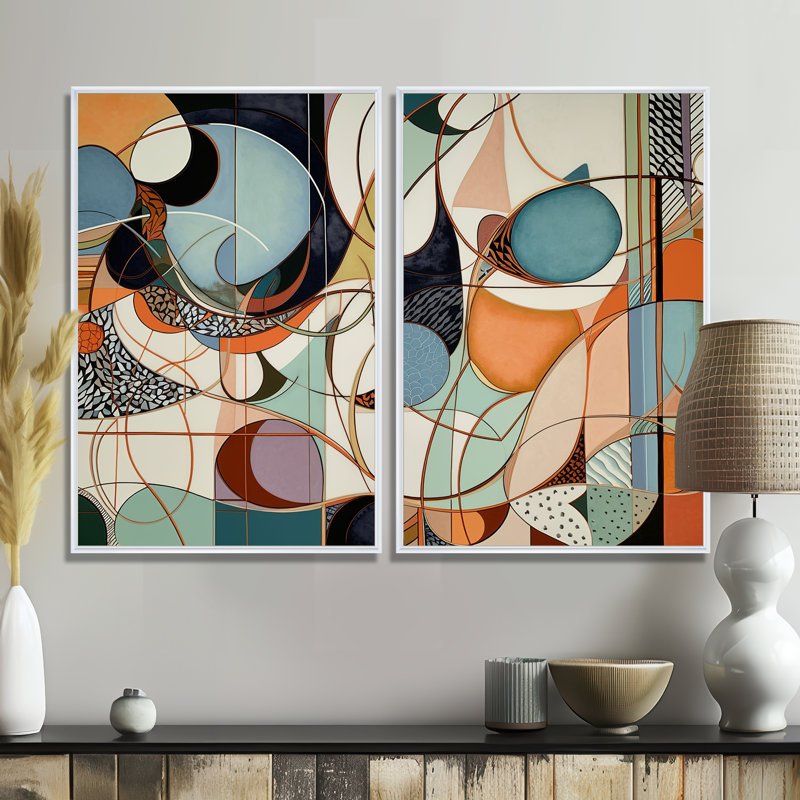 «Pastel Color Boho Artwork II», art mural moderne, 36" H x 48" W, Impression encadrée flottante, White