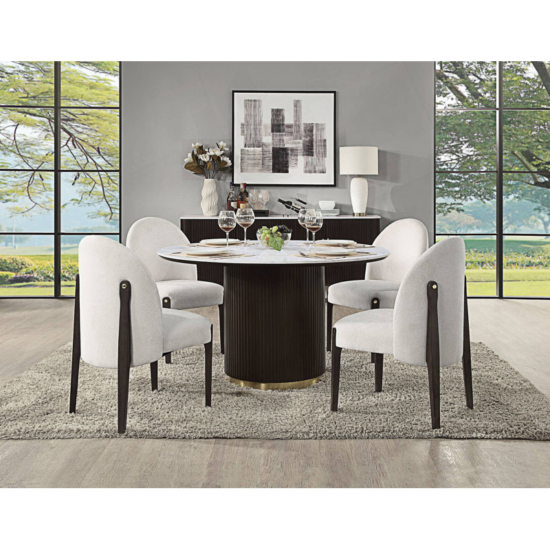 Round Dining Table With Artificial Marble Top