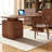 Nut-brown Rectangular Solid Wood with 3 drawers desk