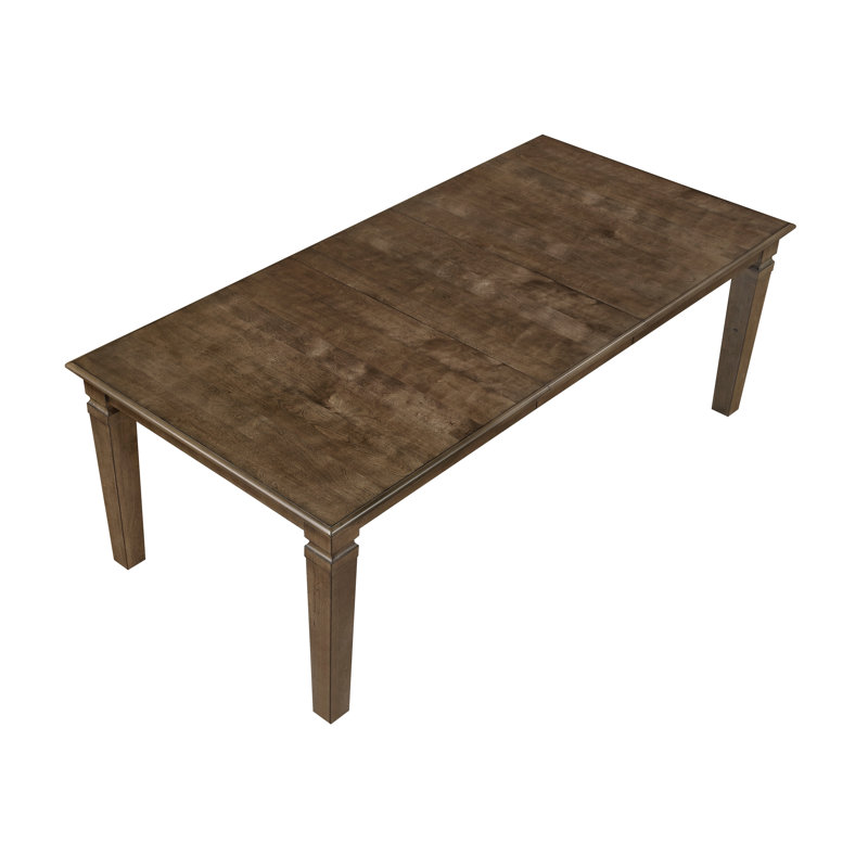 Contemporary Extendable Dining Table, Light Brown Wood Finish, Rectangular Farmhouse Style for 6