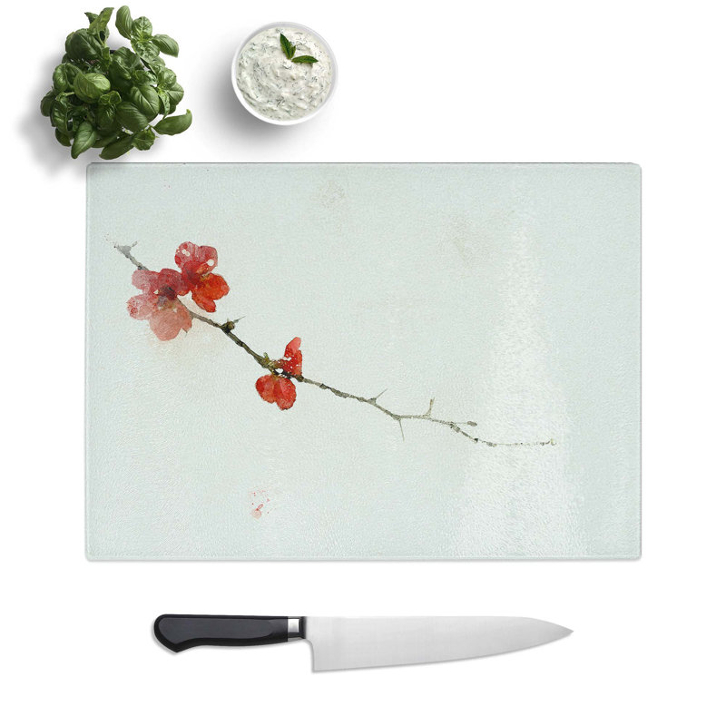 Tempered Glass Petal Falling Chopping Board, 28.5 cm W x 20 cm L